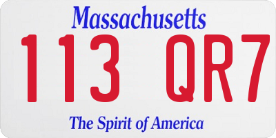 MA license plate 113QR7
