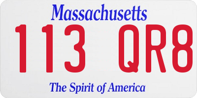 MA license plate 113QR8