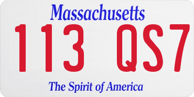 MA license plate 113QS7