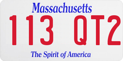 MA license plate 113QT2