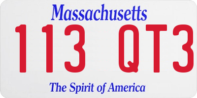 MA license plate 113QT3
