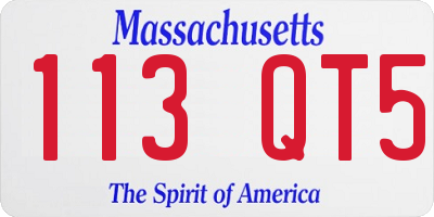 MA license plate 113QT5