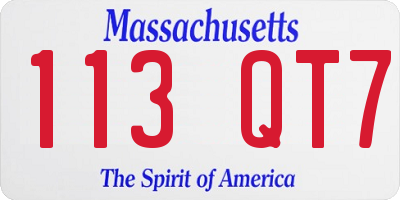 MA license plate 113QT7