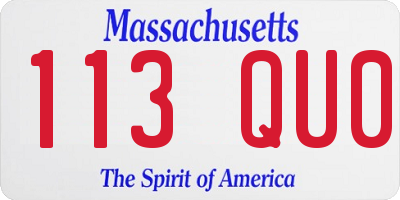 MA license plate 113QU0