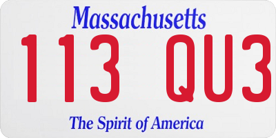 MA license plate 113QU3