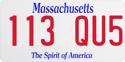 MA license plate 113QU5