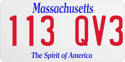 MA license plate 113QV3