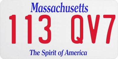 MA license plate 113QV7