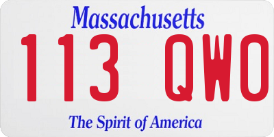 MA license plate 113QW0