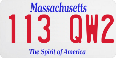 MA license plate 113QW2