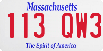 MA license plate 113QW3