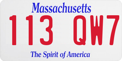 MA license plate 113QW7