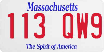 MA license plate 113QW9