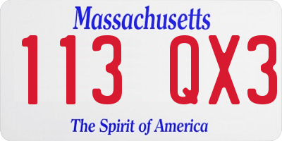 MA license plate 113QX3