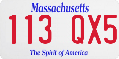 MA license plate 113QX5