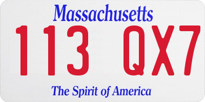 MA license plate 113QX7