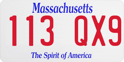 MA license plate 113QX9