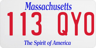 MA license plate 113QY0