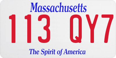 MA license plate 113QY7