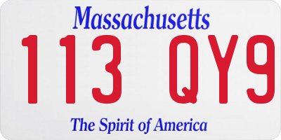 MA license plate 113QY9