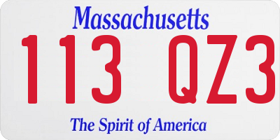 MA license plate 113QZ3