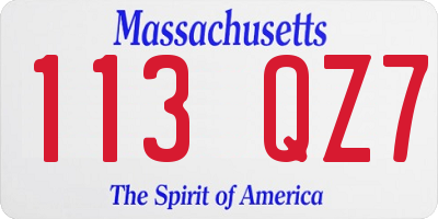 MA license plate 113QZ7