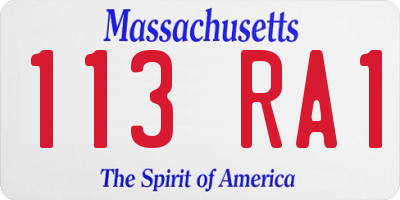 MA license plate 113RA1