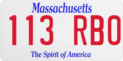 MA license plate 113RB0