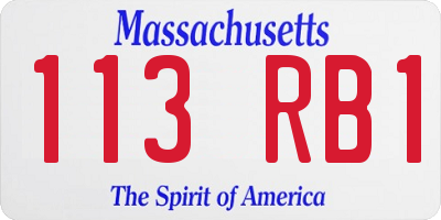 MA license plate 113RB1