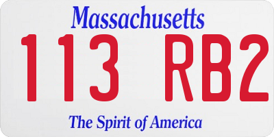 MA license plate 113RB2