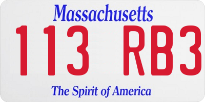 MA license plate 113RB3