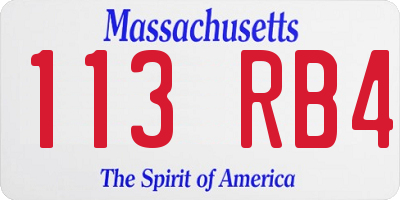MA license plate 113RB4