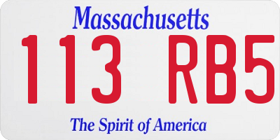 MA license plate 113RB5