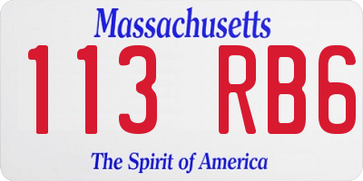 MA license plate 113RB6