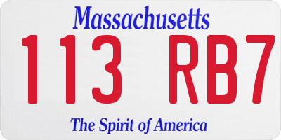 MA license plate 113RB7