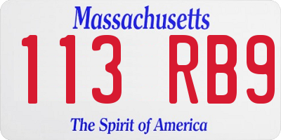 MA license plate 113RB9