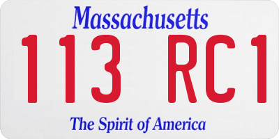 MA license plate 113RC1