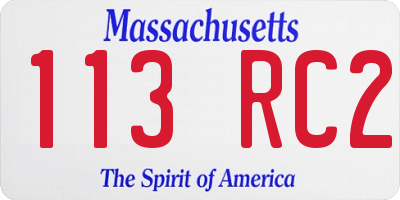 MA license plate 113RC2
