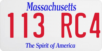 MA license plate 113RC4