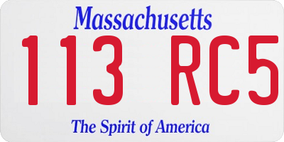 MA license plate 113RC5