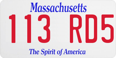 MA license plate 113RD5