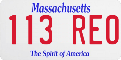 MA license plate 113RE0