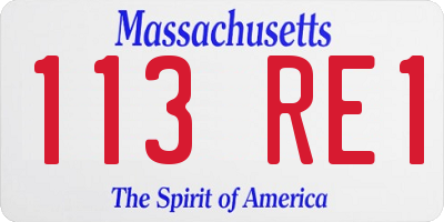 MA license plate 113RE1