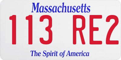 MA license plate 113RE2