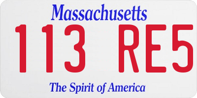 MA license plate 113RE5