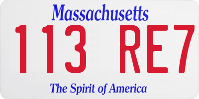 MA license plate 113RE7