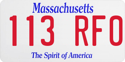 MA license plate 113RF0