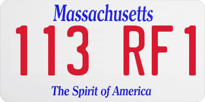 MA license plate 113RF1