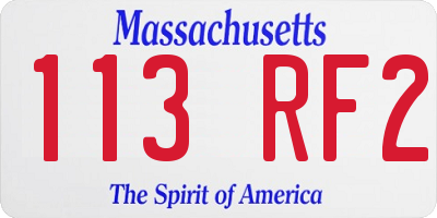 MA license plate 113RF2