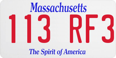 MA license plate 113RF3